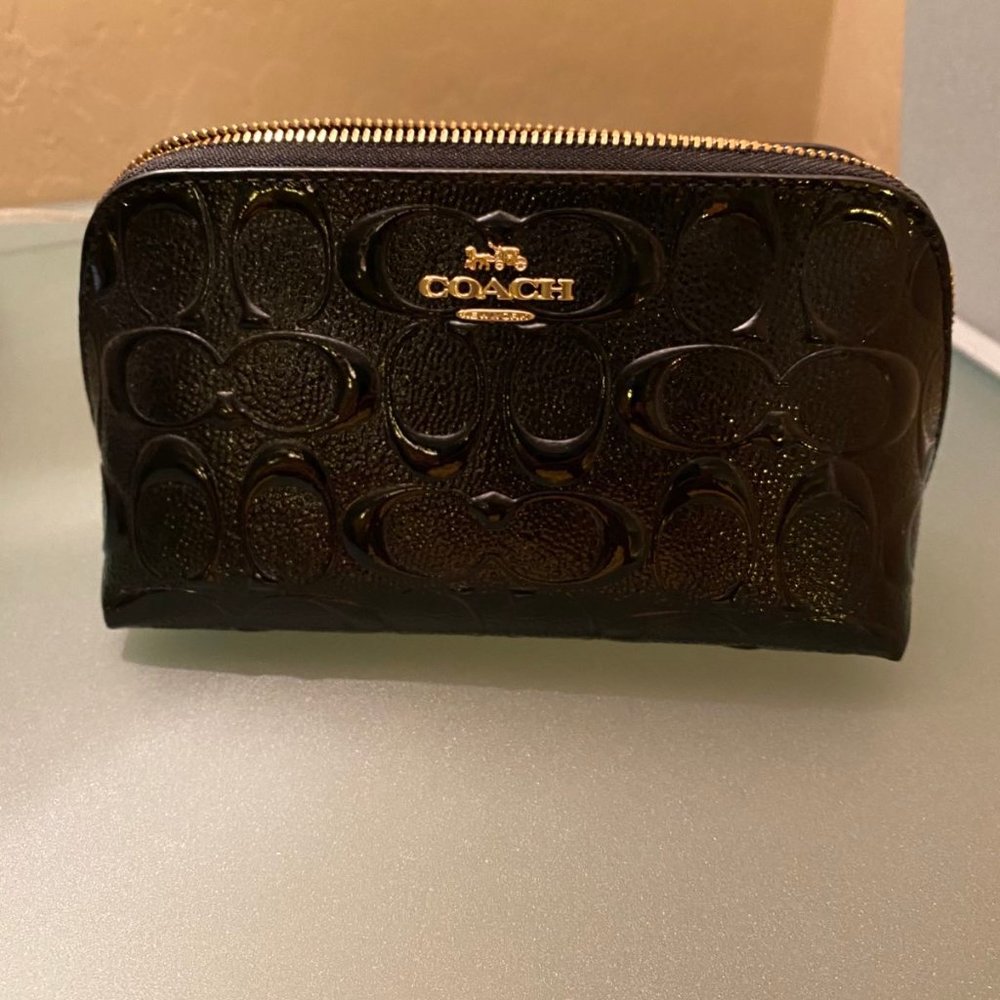 Coach Black Debossed Cosmetic Pouch F88908